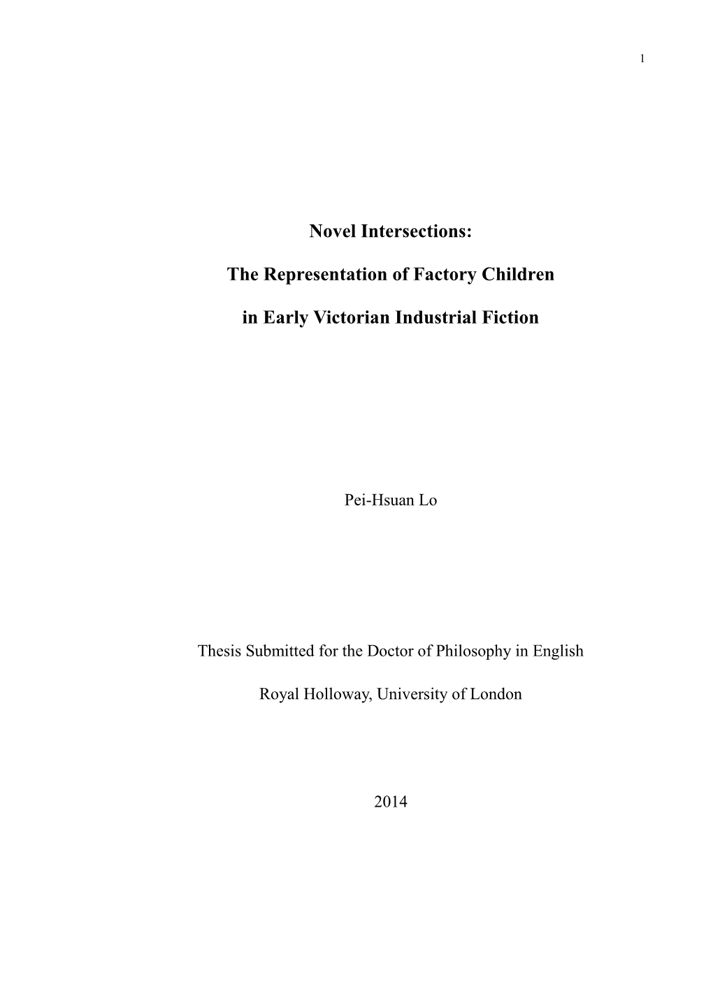 The Representation of Factory Children in Early Victorian Industrial Fiction of the 1830S and 40S
