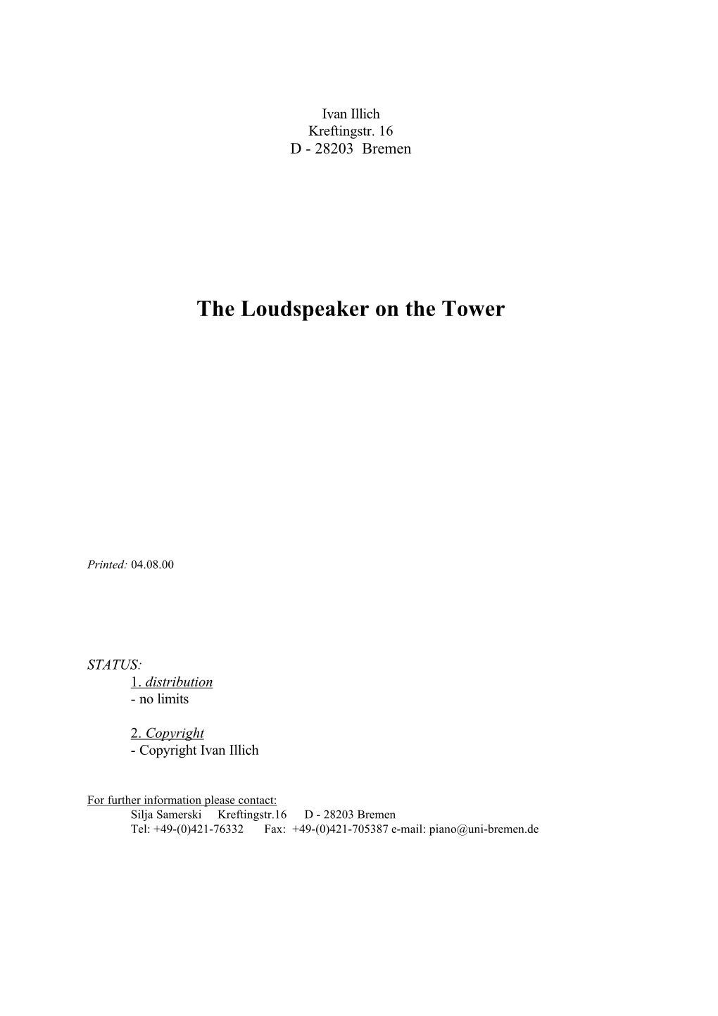 The Loudspeaker on the Tower (.Pdf)