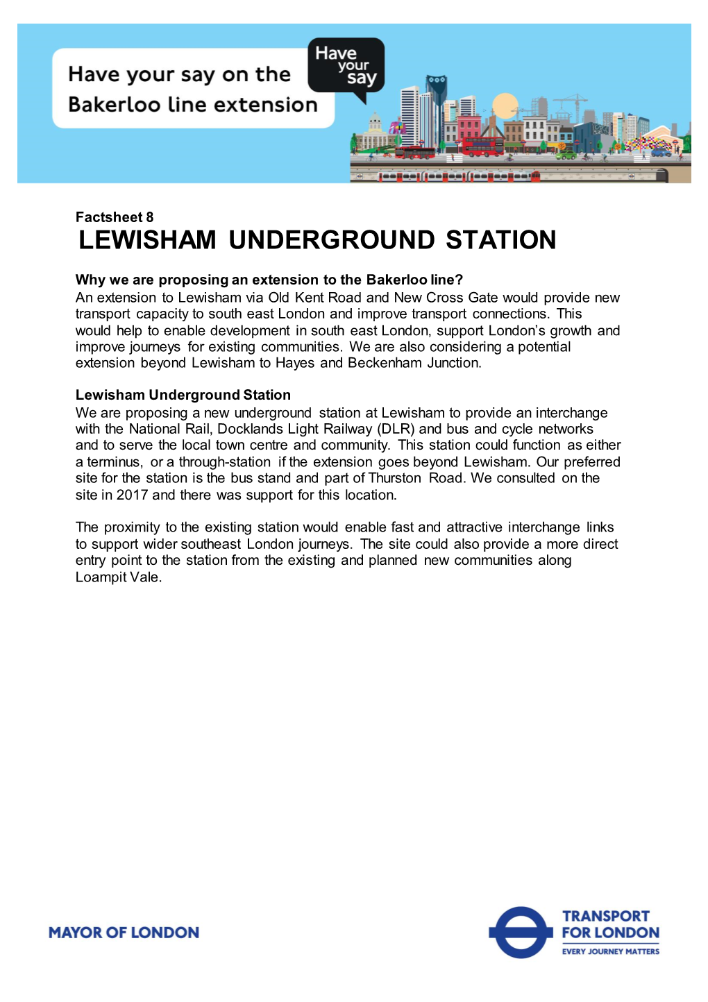 Factsheet 8. Lewisham Underground Station