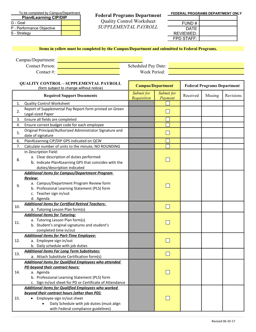 Federal Programs Department