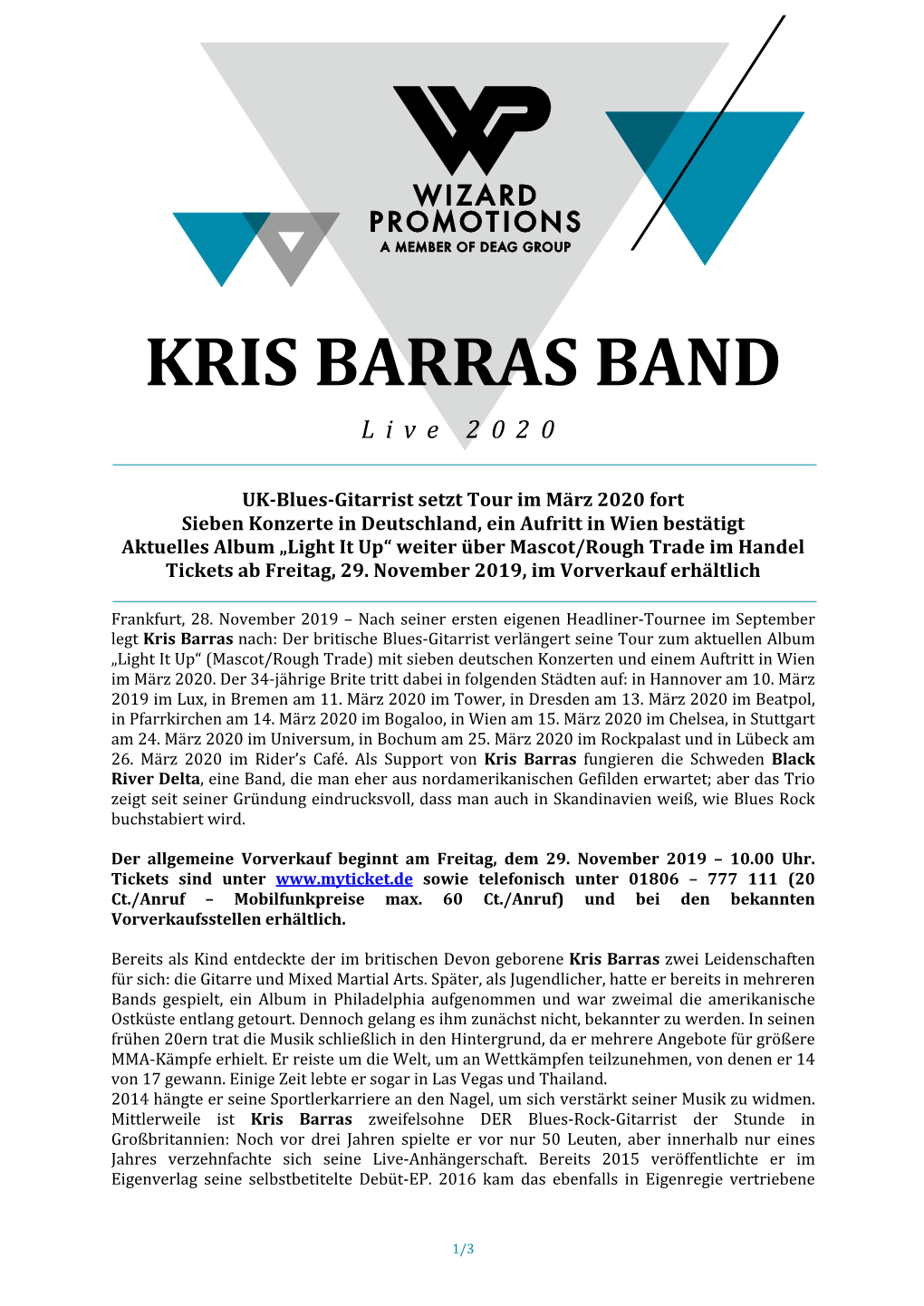 KRIS BARRAS BAND Live 2020