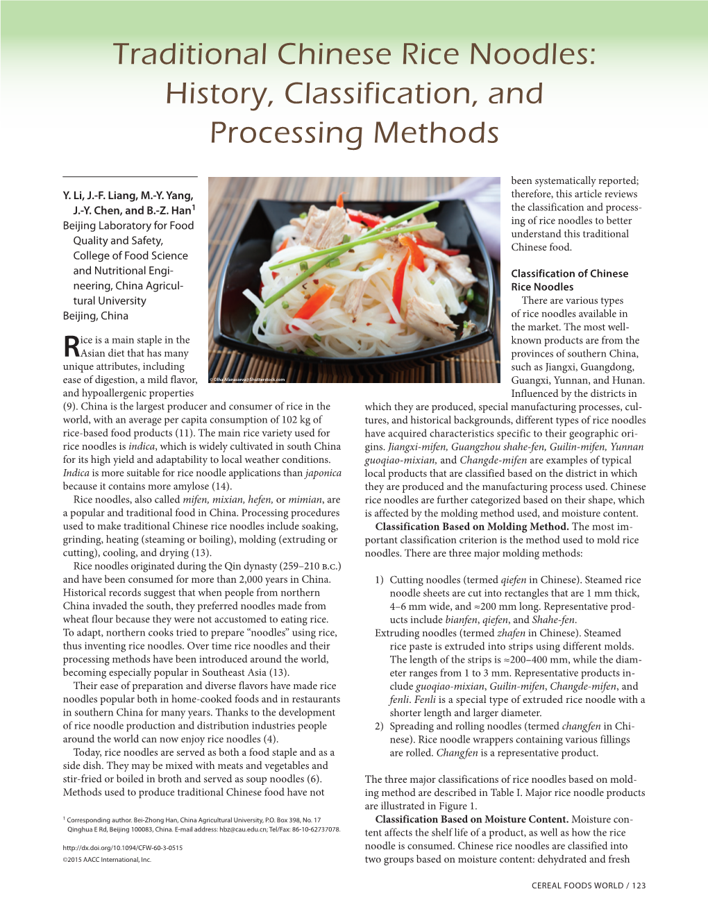 Traditional Chinese Rice Noodles: History, Classification, and Processing Methods