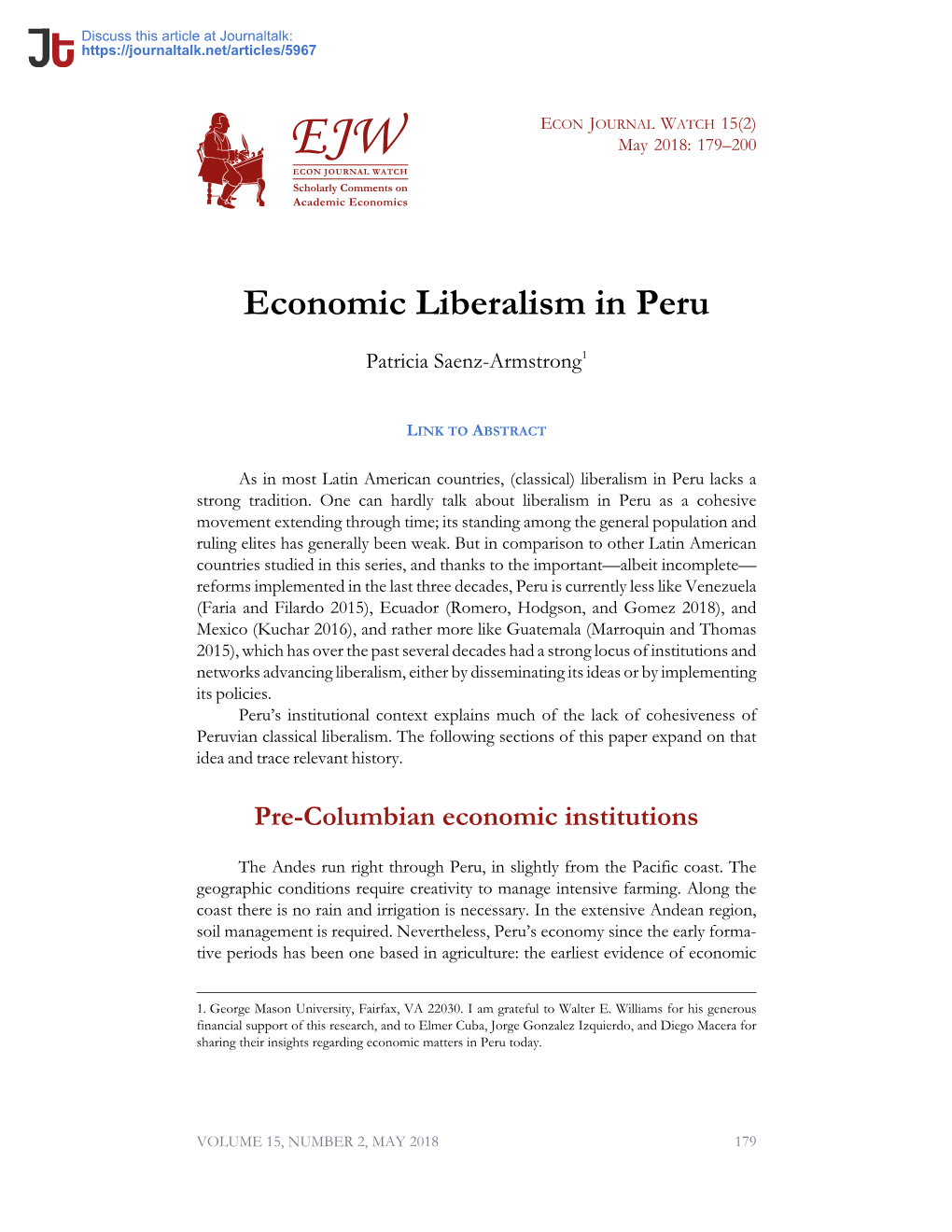 Economic Liberalism in Peru · Econ Journal Watch