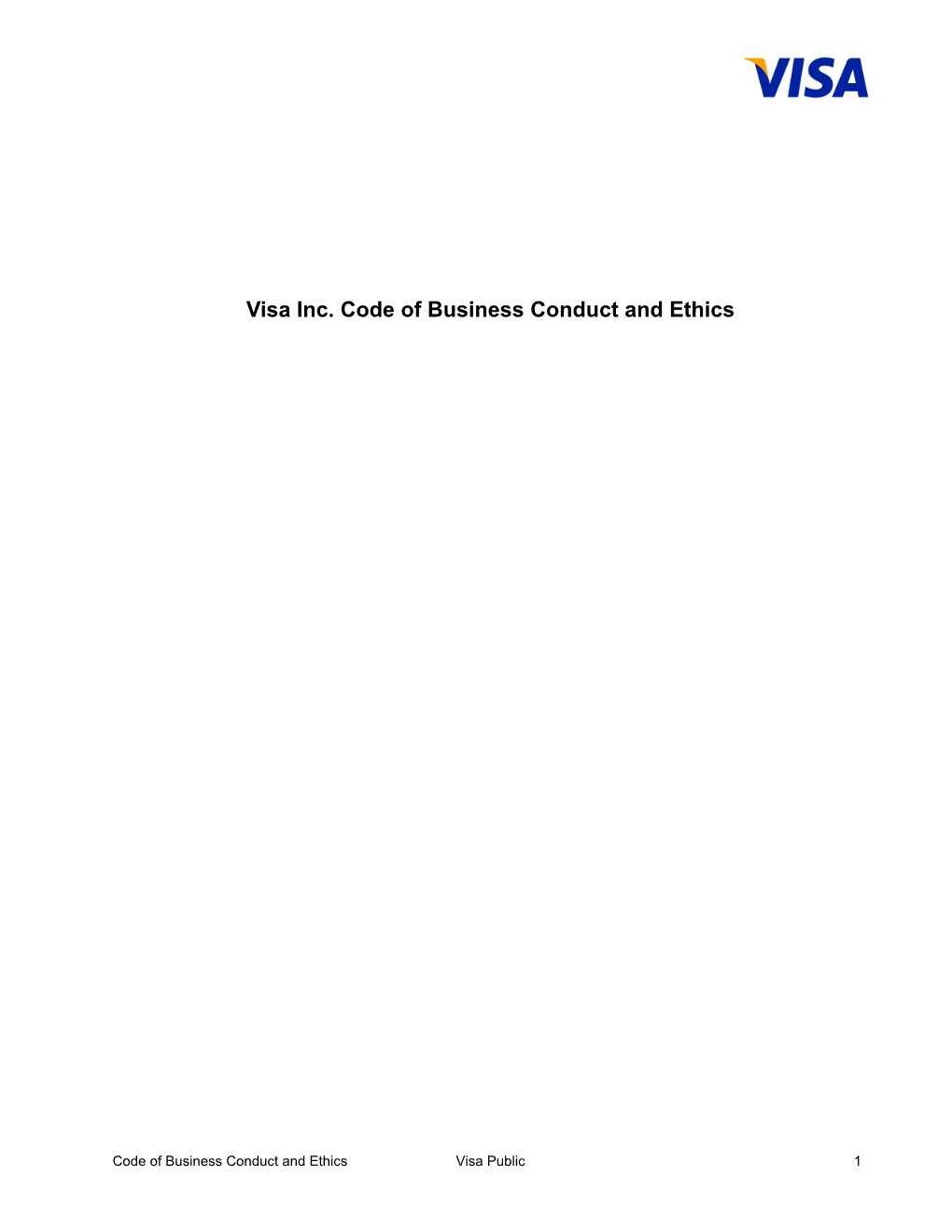 Visa Inc. Code of Business Conduct and Ethics