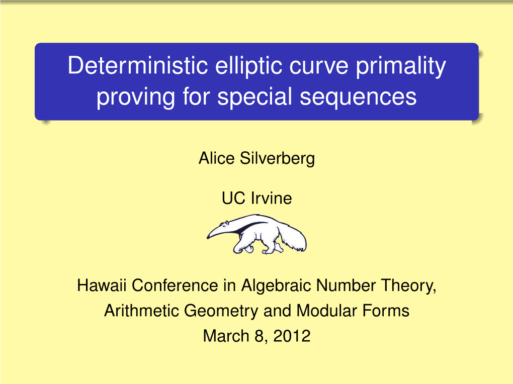 Deterministic Elliptic Curve Primality Proving for Special Sequences