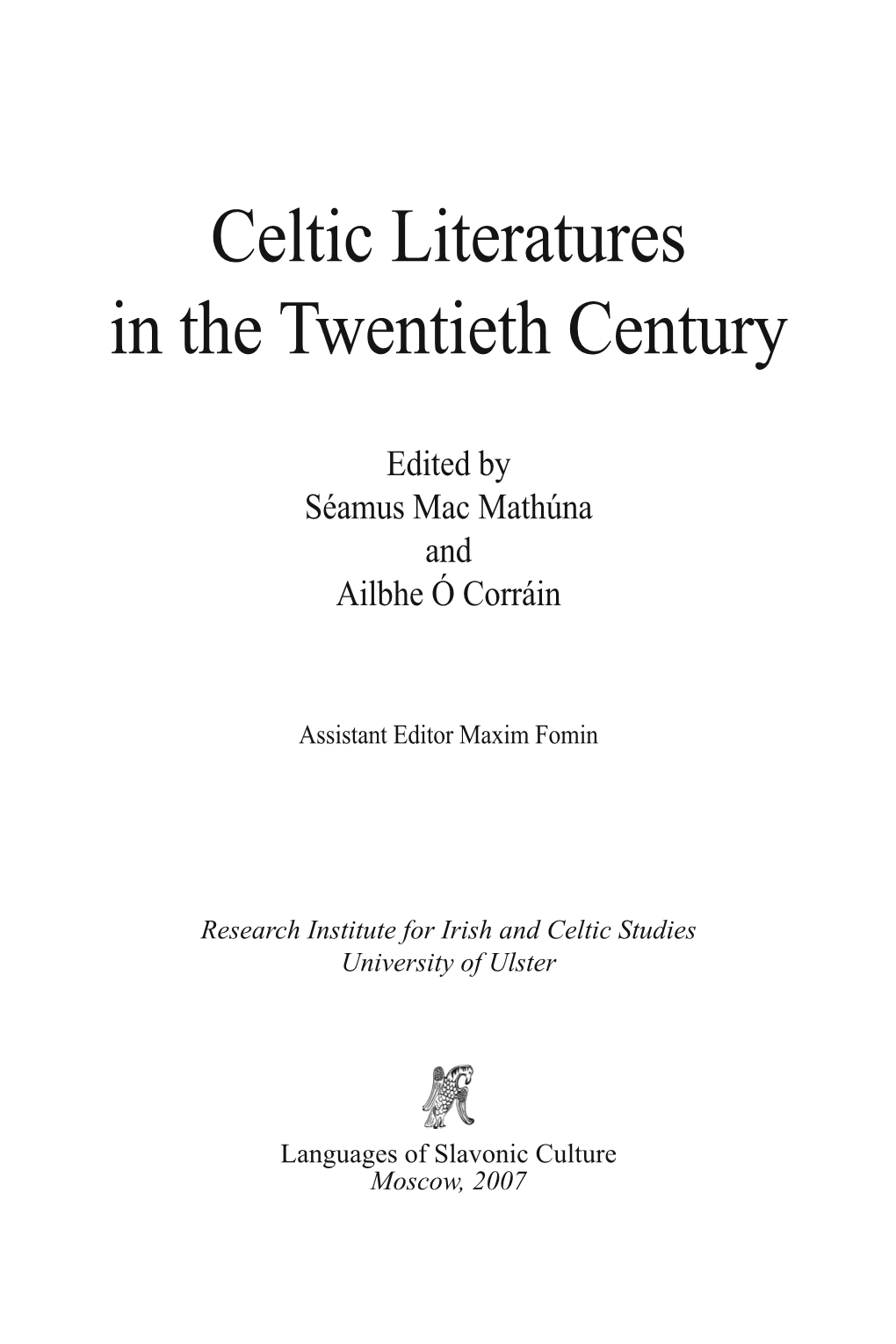 Celtic Literatures in the Twentieth Century