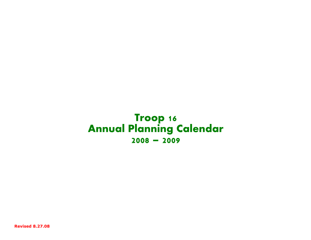 Annual Planning Calendar