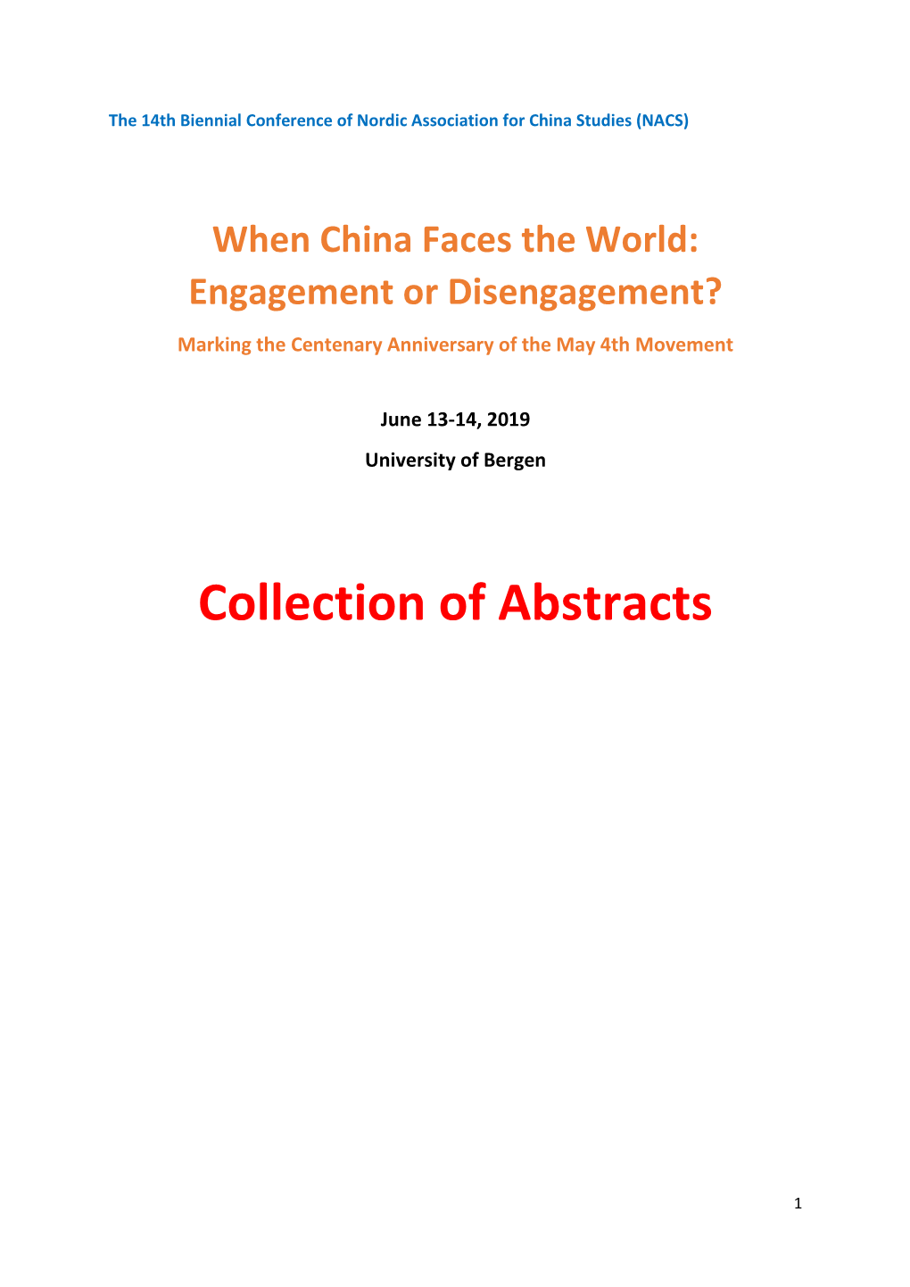 Collection of Abstracts