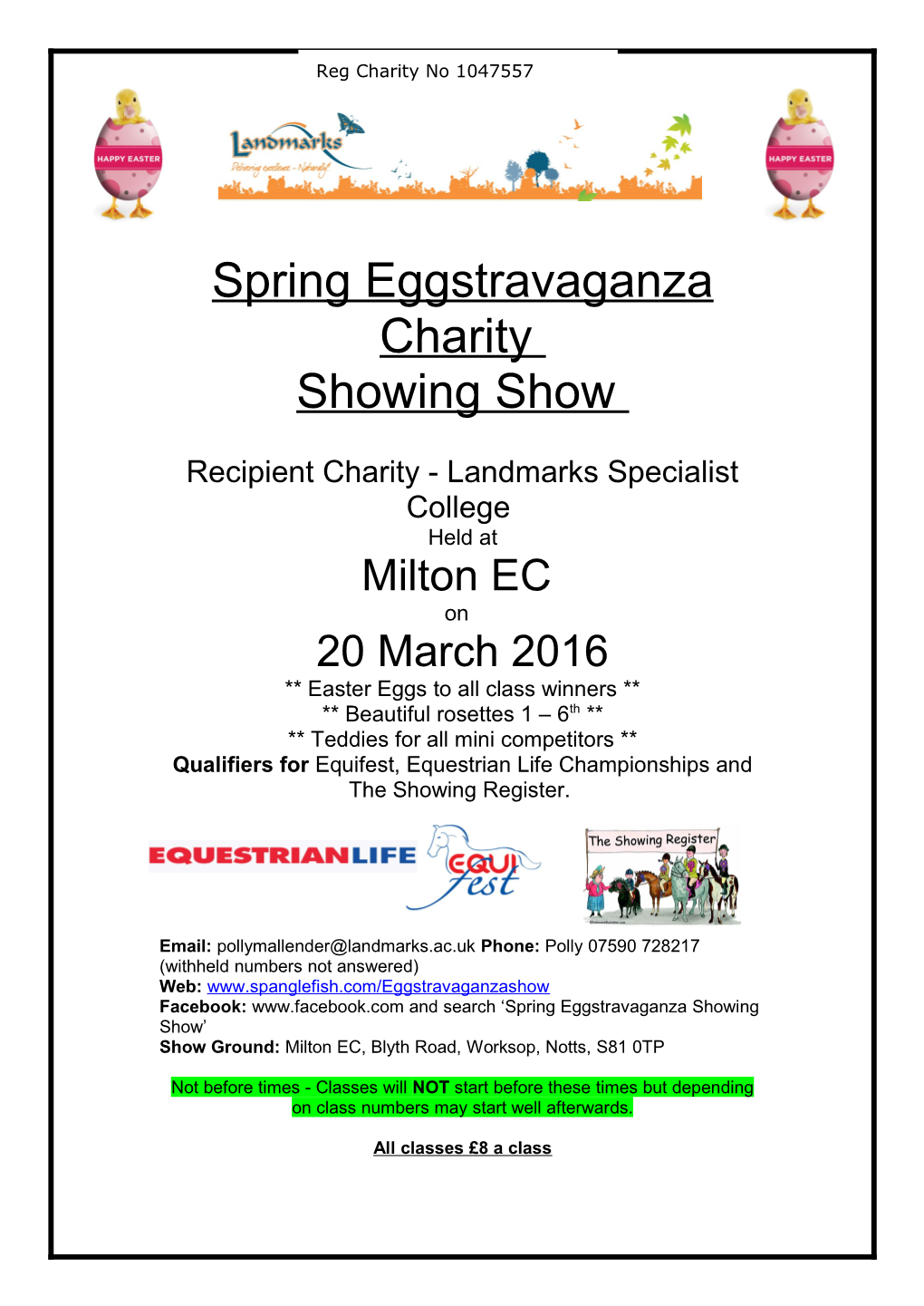 Spring Eggstravaganza Showing Show at Milton EC