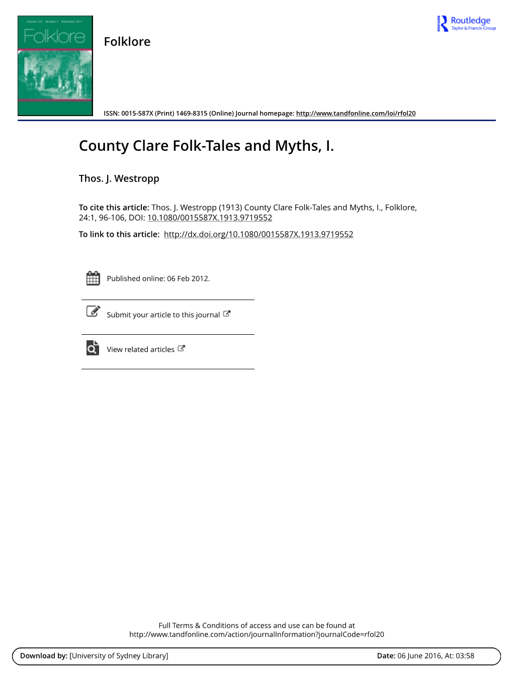 County Clare Folk-Tales and Myths, I