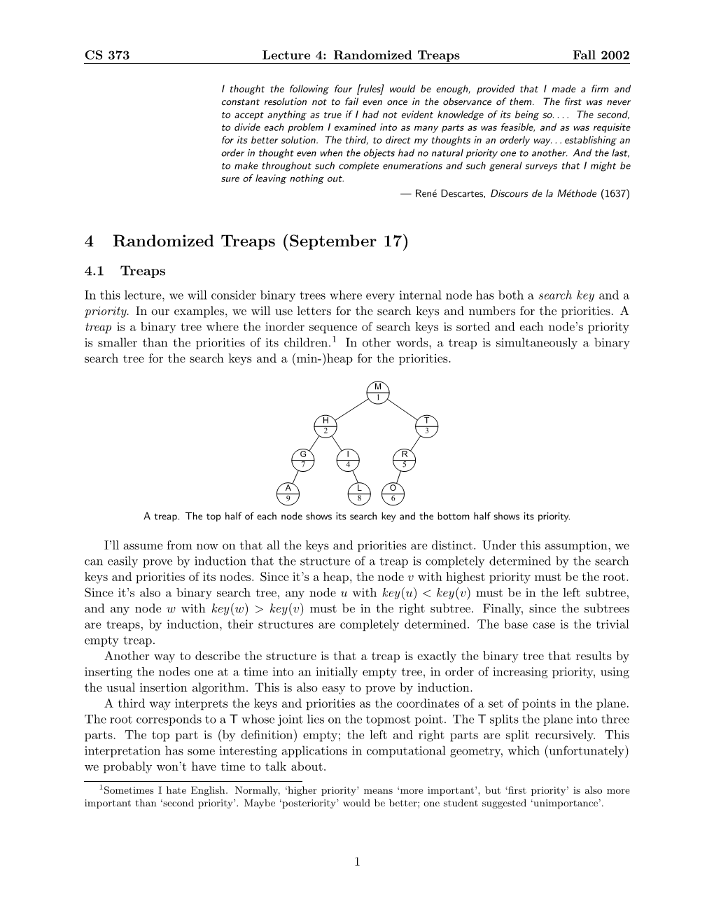 4 Randomized Treaps (September 17)