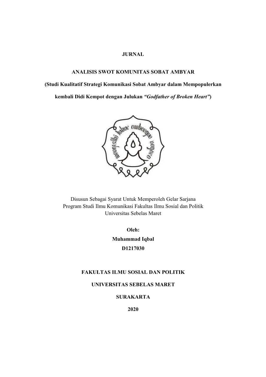 Jurnal Analisis Swot Komunitas