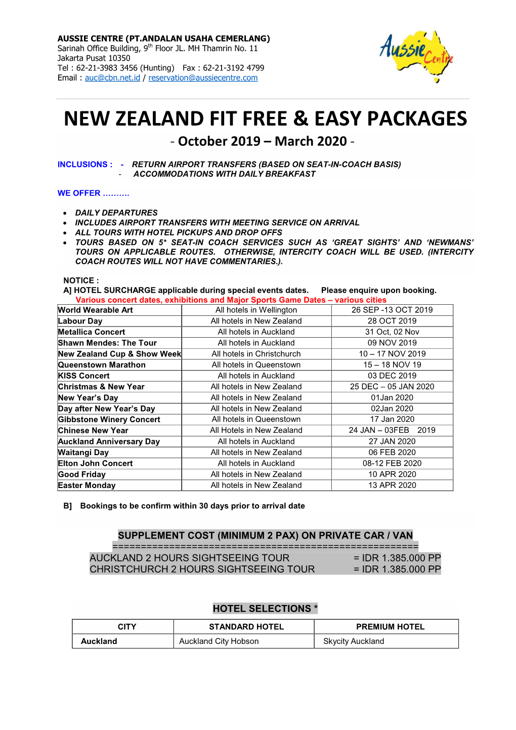 New Zealand Fit Free & Easy Packages