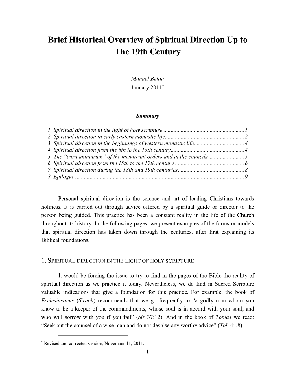 Brief Historical Overview of Spiritual Direction up to the 19Th Century