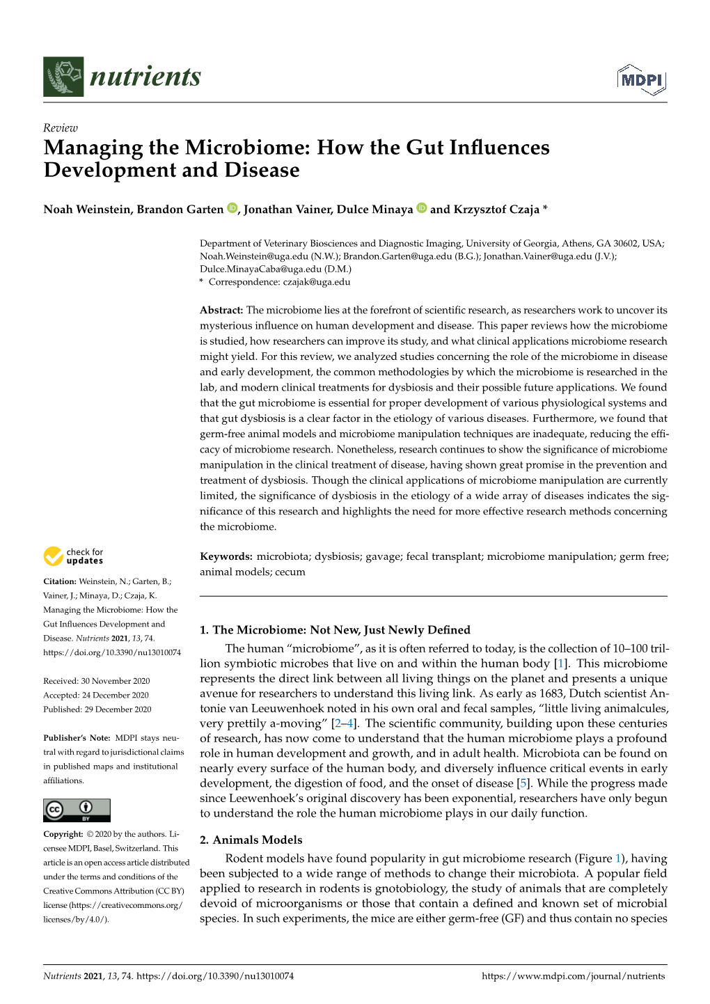 Managing the Microbiome: How the Gut Influences Development And