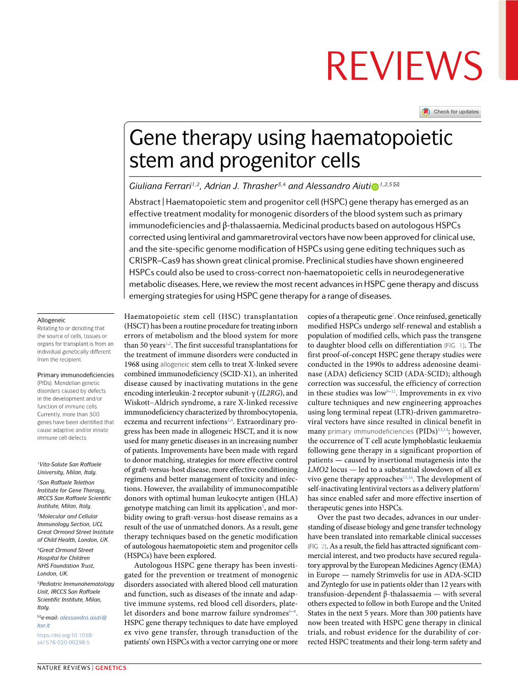 Gene Therapy Using Haematopoietic Stem and Progenitor Cells