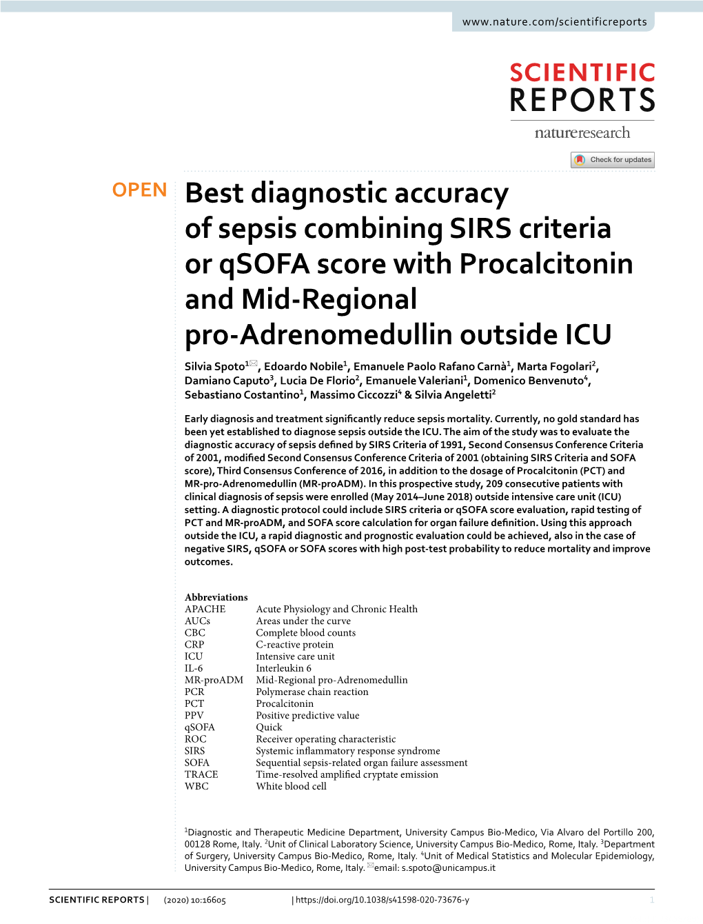 Best Diagnostic Accuracy of Sepsis Combining SIRS Criteria Or Qsofa Score with Procalcitonin and Mid-Regional Pro-Adrenomedullin