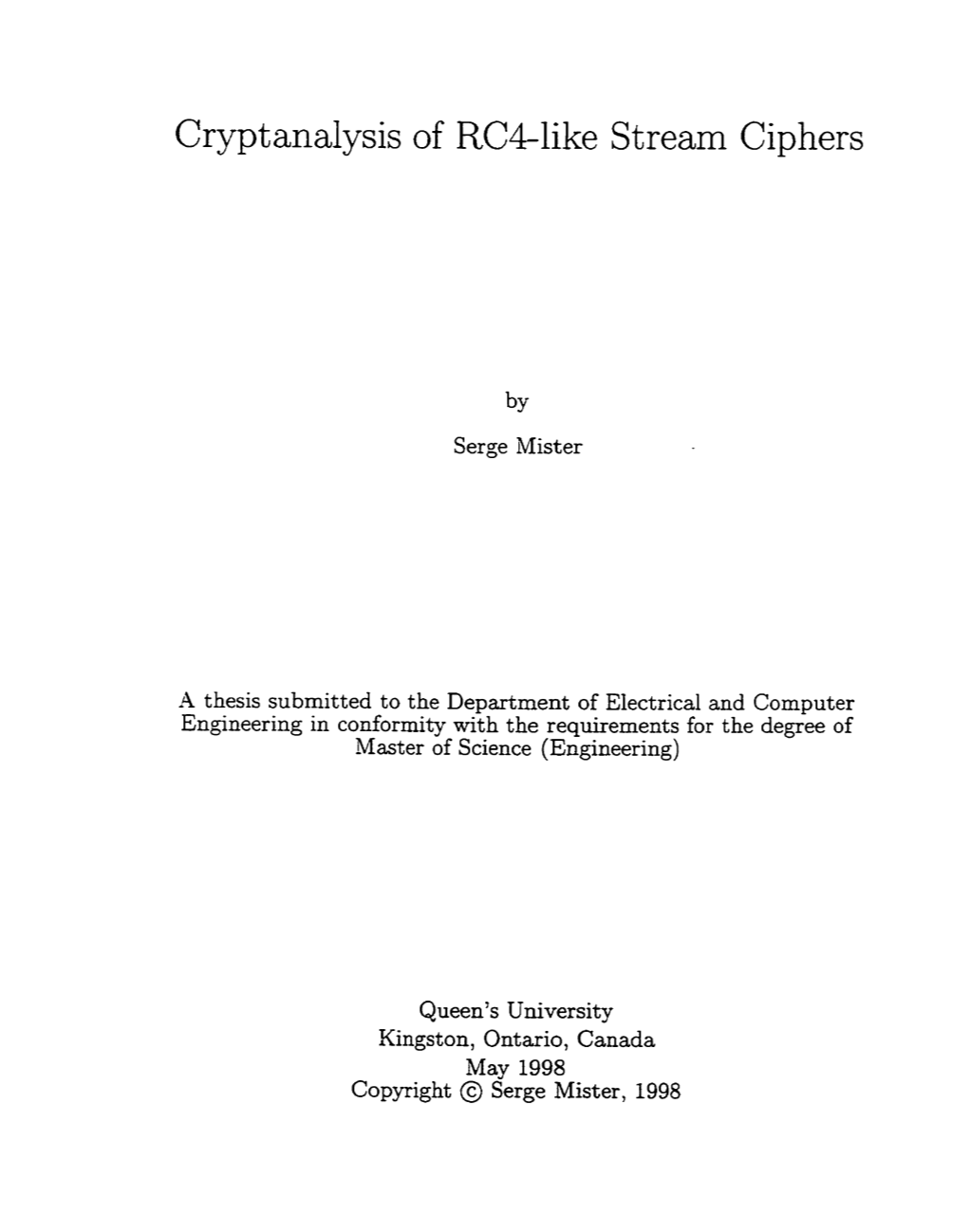 Cryptanalysis of Rcplike Stream Ciphers