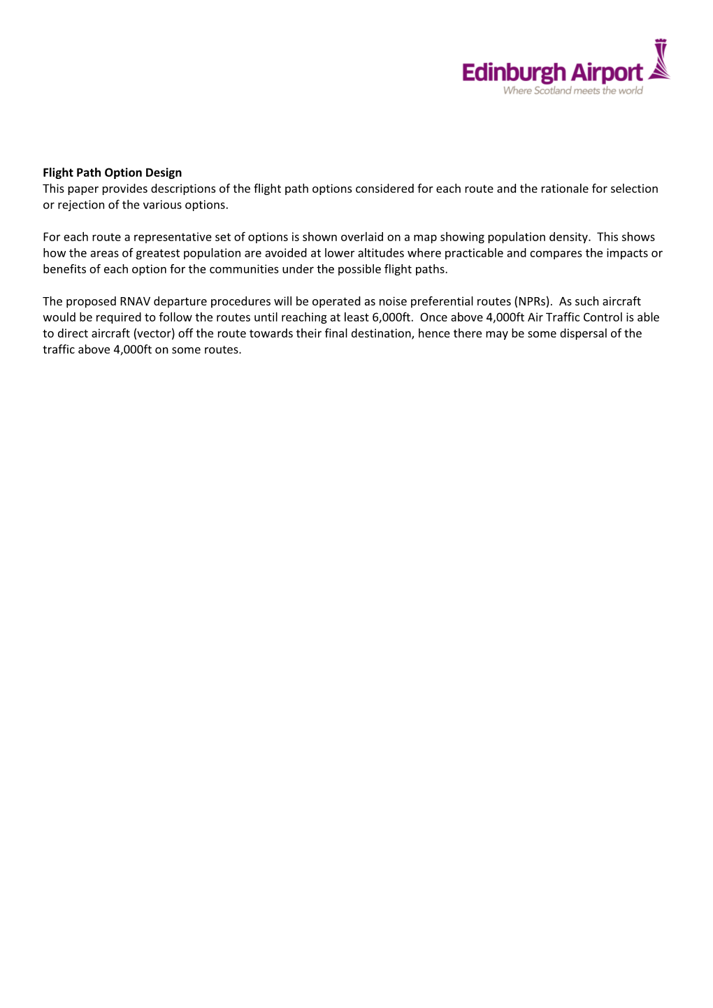 Flight Path Option Design This Paper Provides Descriptions of the Flight