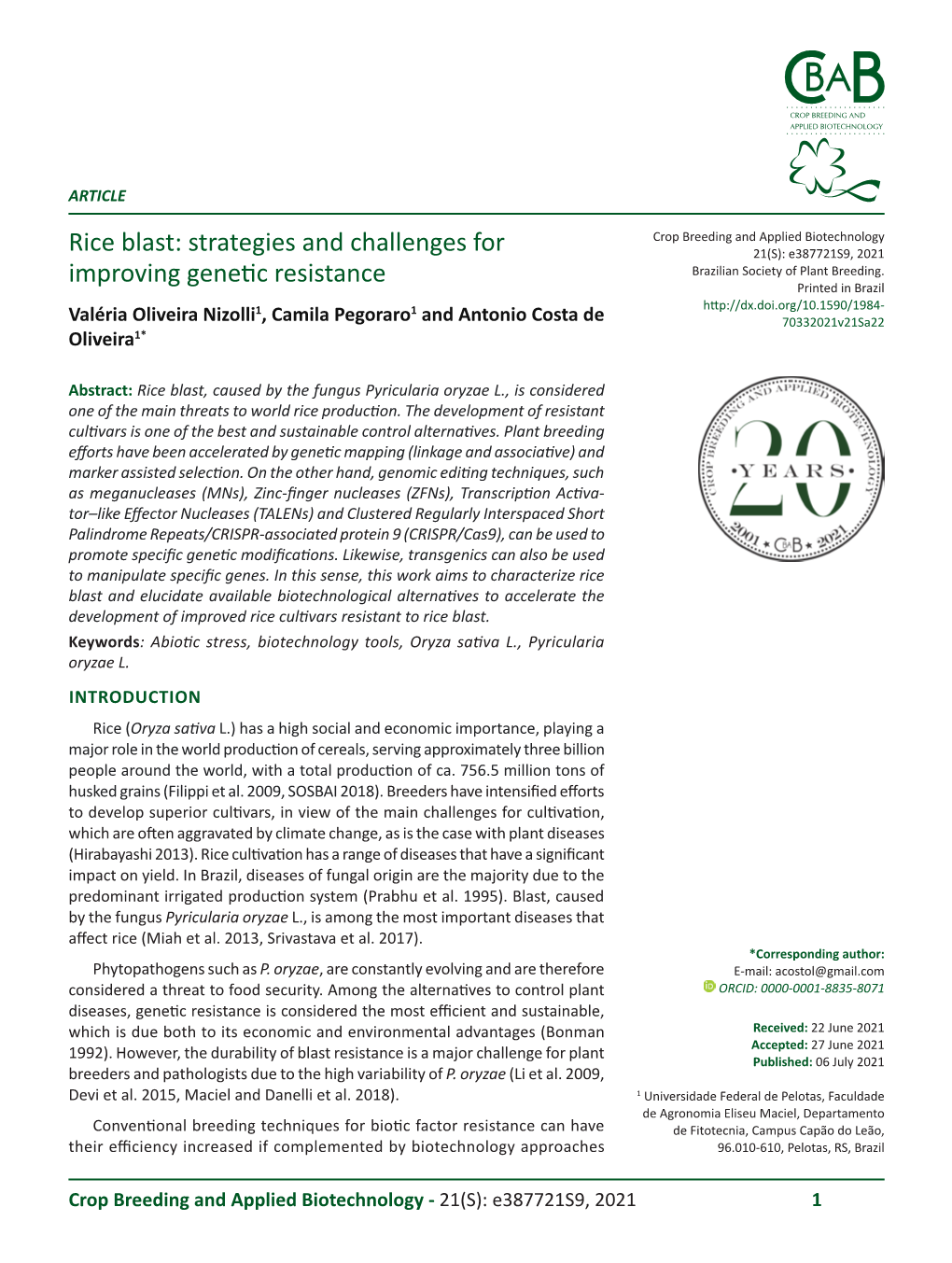 Rice Blast: Strategies and Challenges for Improving Genetic Resistance