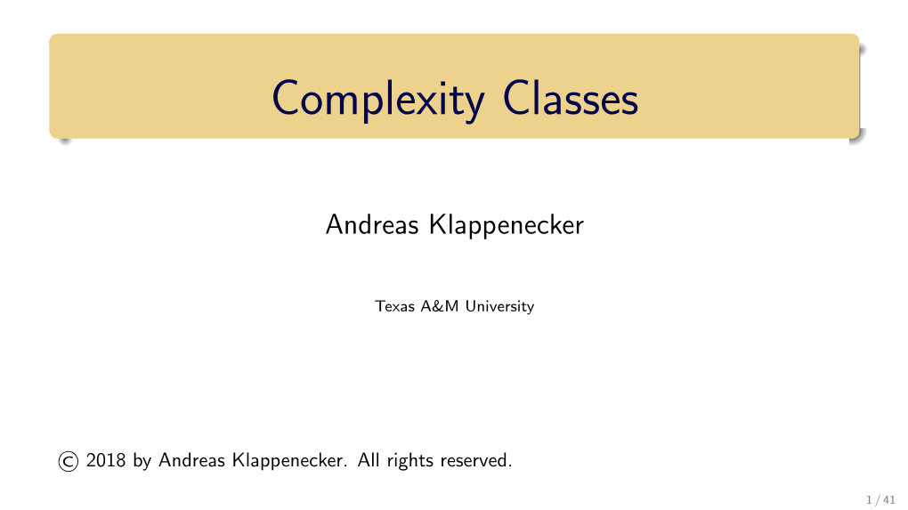 Complexity Classes