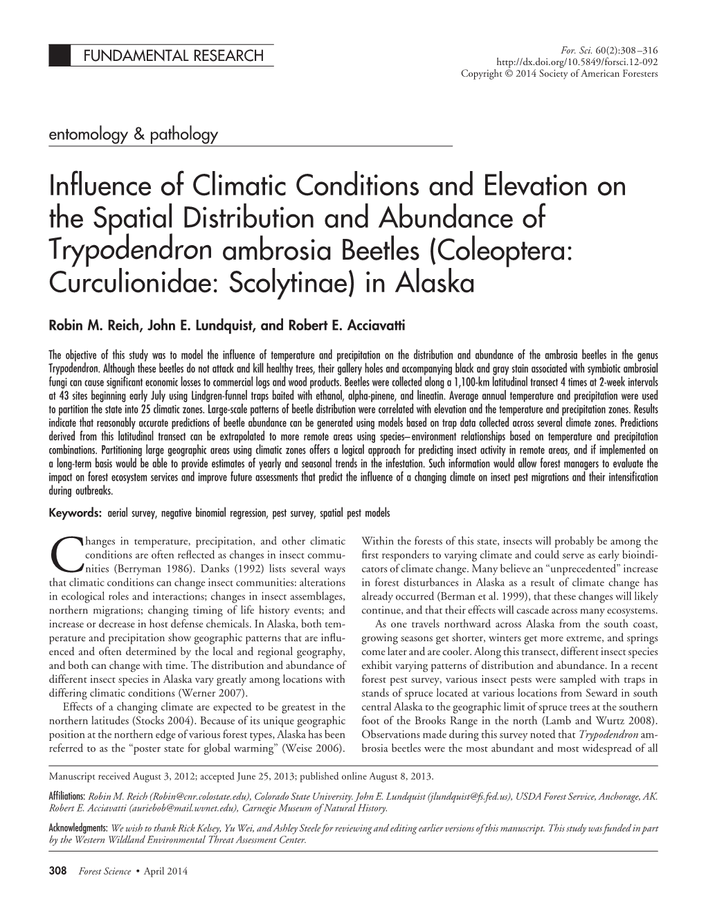 Influence of Climatic Conditions and Elevation on the Spatial Distribution