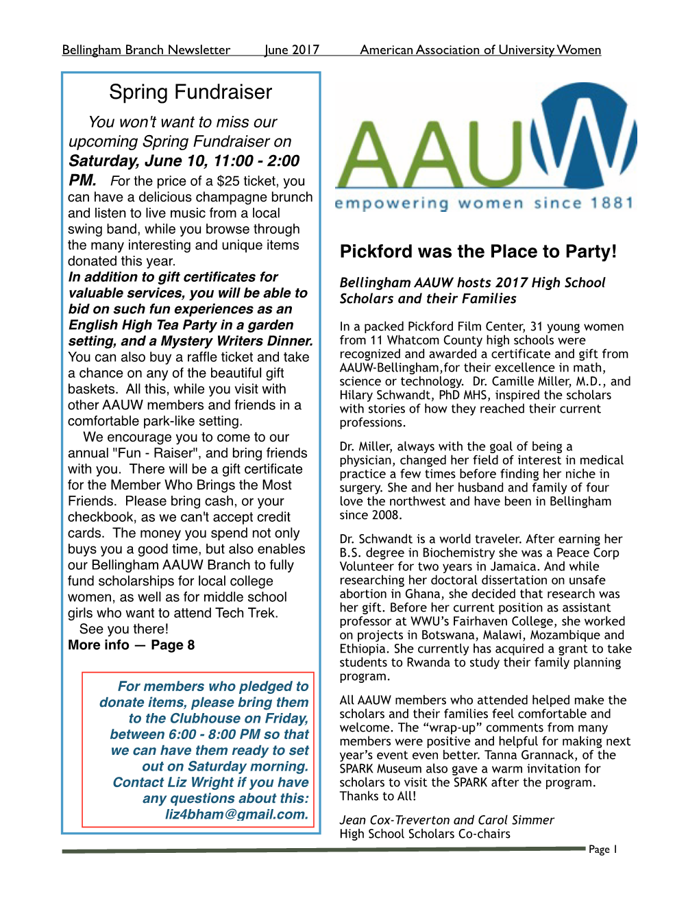 June 2017 AAUW Newsletter.Pages