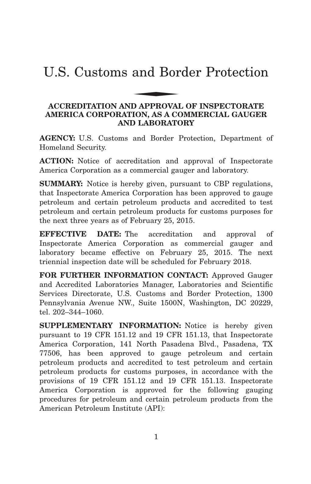 US Customs and Border Protection