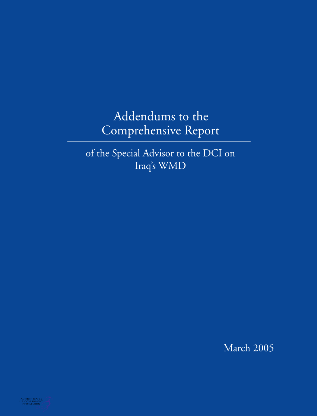 Comprehensive Report Addendums To