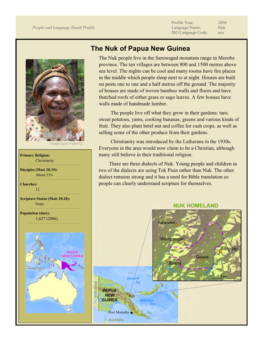 The Nuk of Papua New Guinea the Nuk People Live in the Saruwaged Mountain Range in Morobe Province