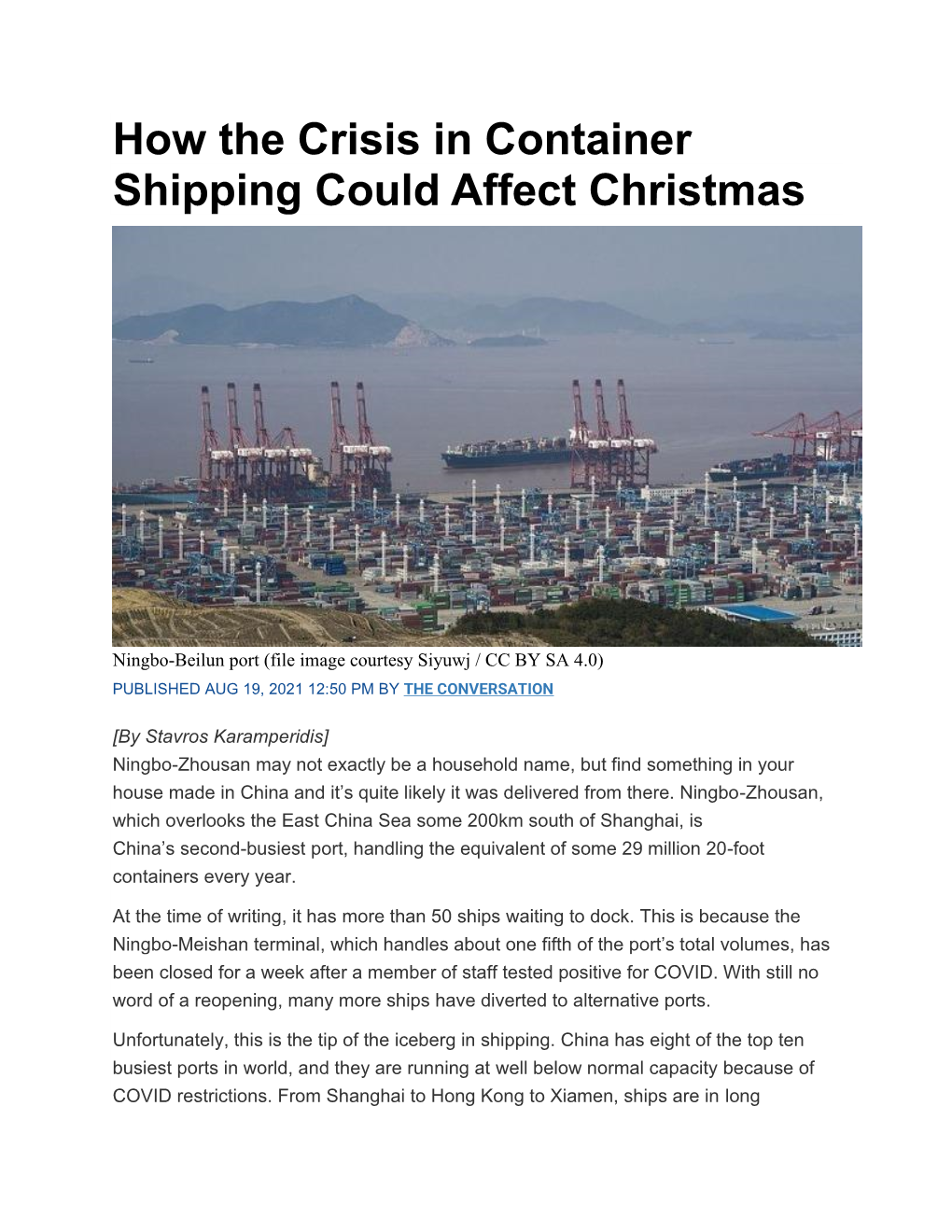 How the Crisis in Container Shipping Could Affect Christmas