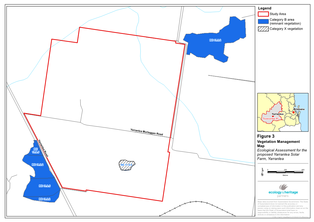 Figure 3 Y a R R Vegetation Management a N L E Map a RE R Ecological Assessment for the 11.9.5 O a D Proposed Yarranlea Solar Farm, Yarranlea