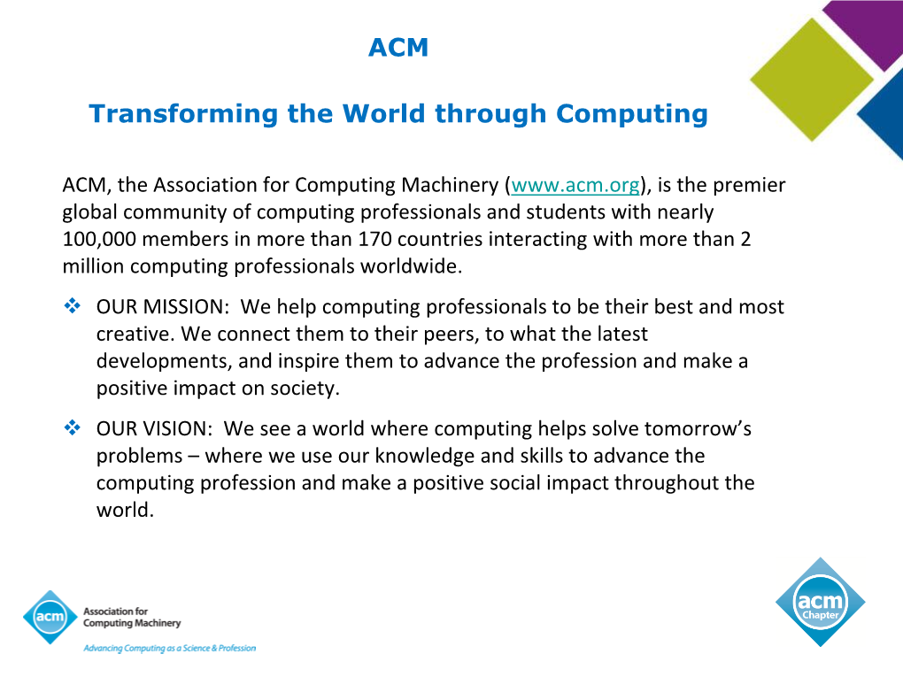 Teach Your Members About ACM and Chapters