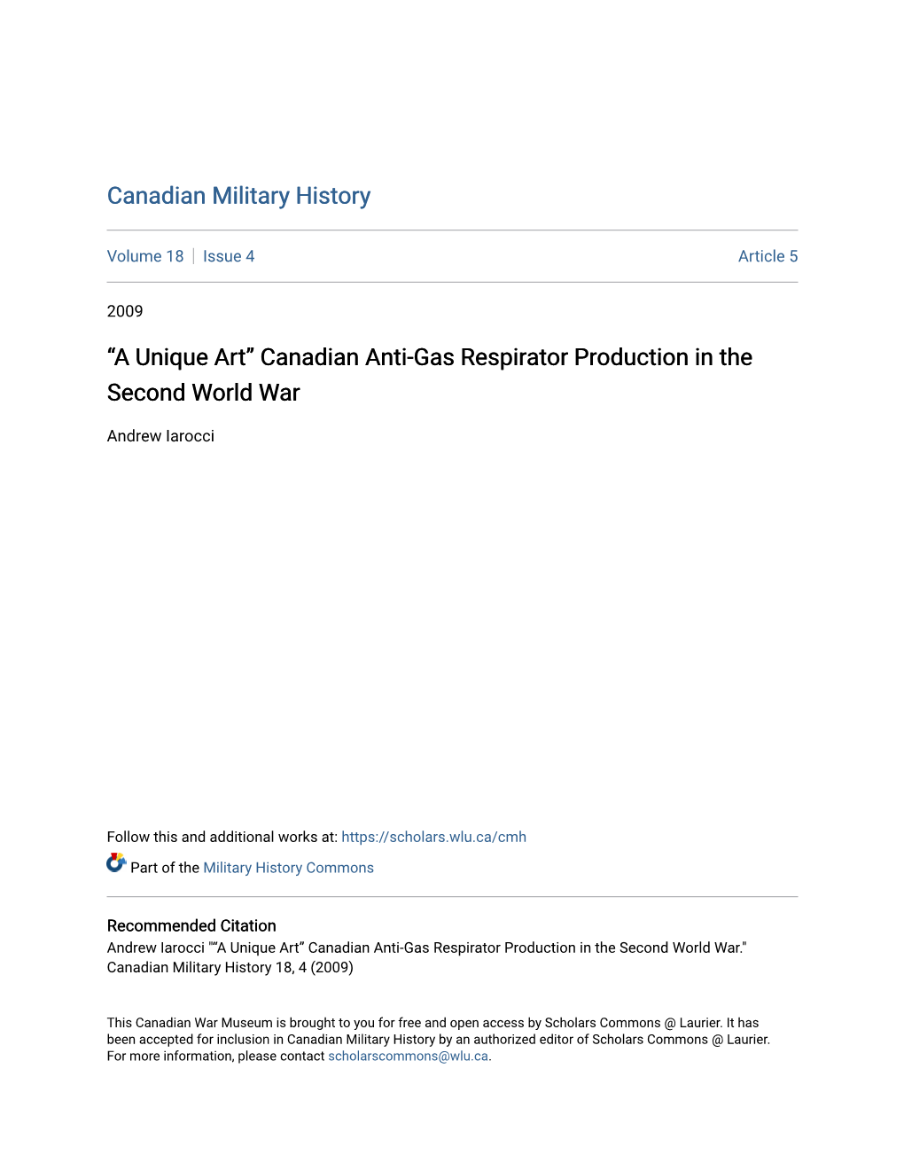 Canadian Anti-Gas Respirator Production in the Second World War