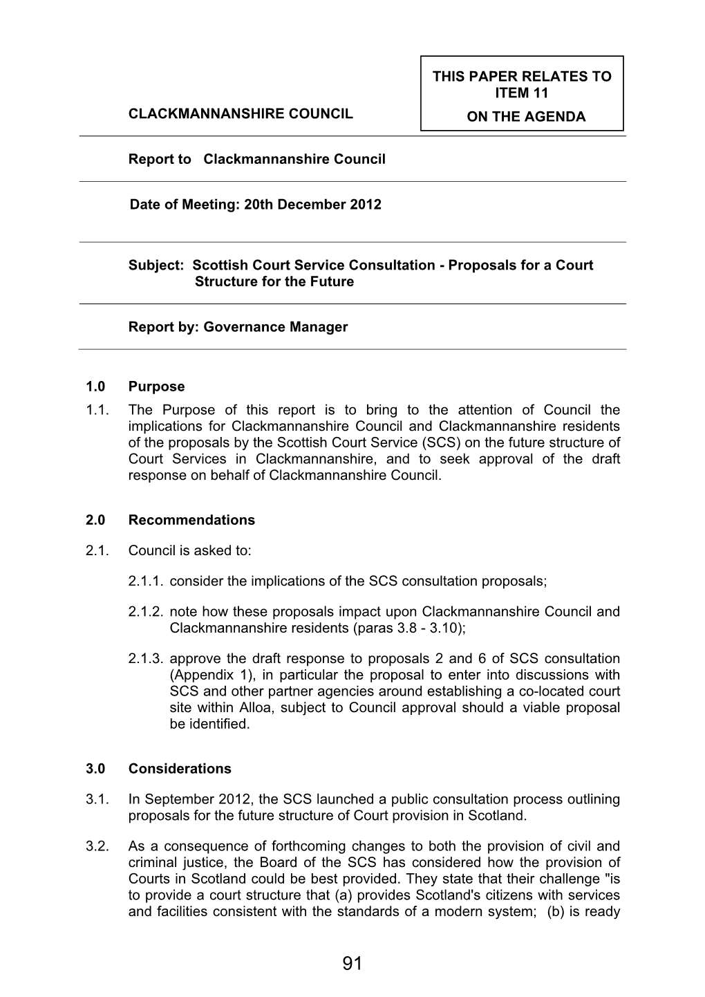 Item 11 Scottish Court Service Consultation