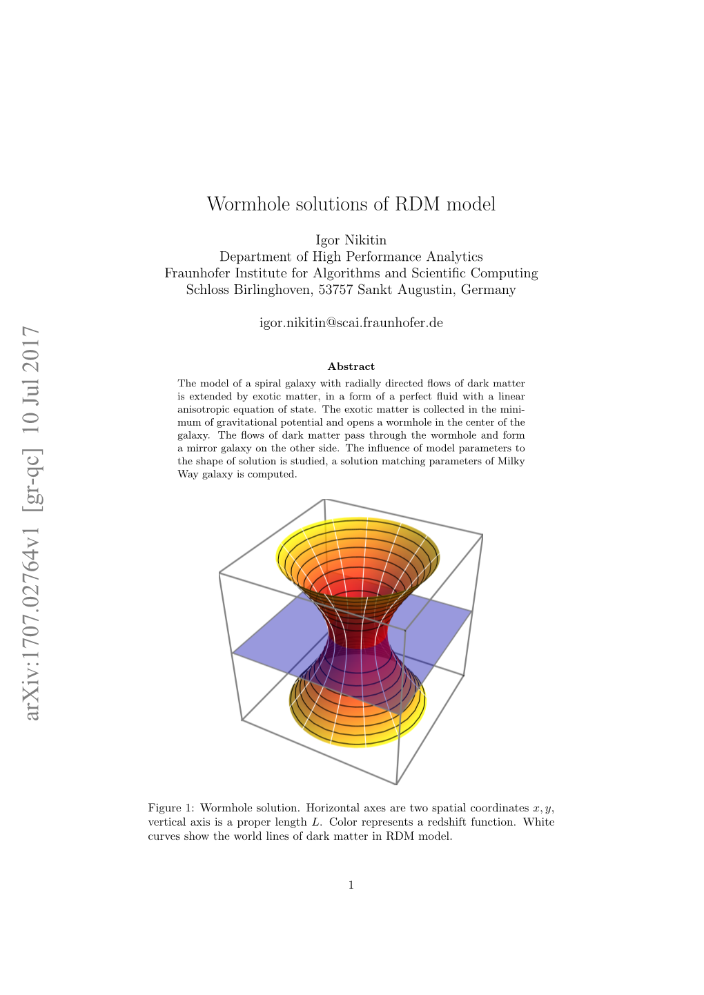 Wormhole Solutions of RDM Model