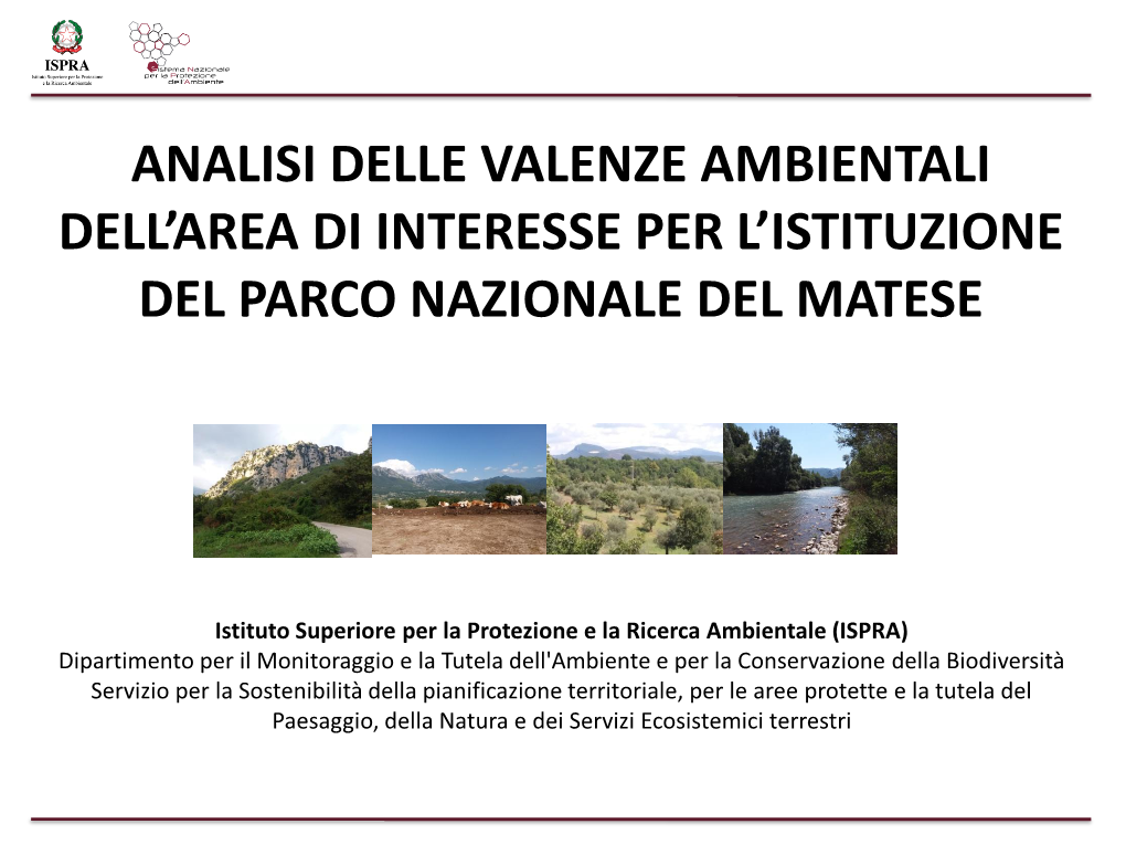 Analisi Delle Valenze Ambientali Dell'area Di Interesse Per L