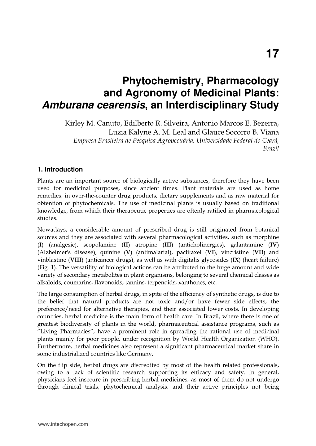 Phytochemistry, Pharmacology and Agronomy of Medicinal Plants: Amburana Cearensis, an Interdisciplinary Study