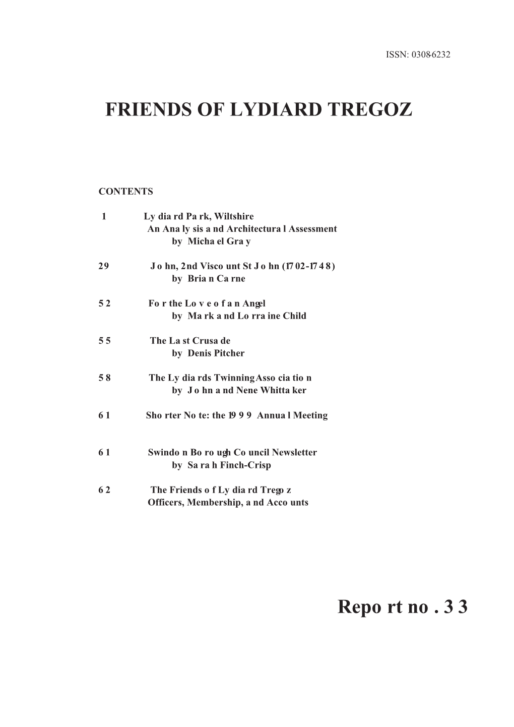 FRIENDS of LYDIARD TREGOZ Report No. 33