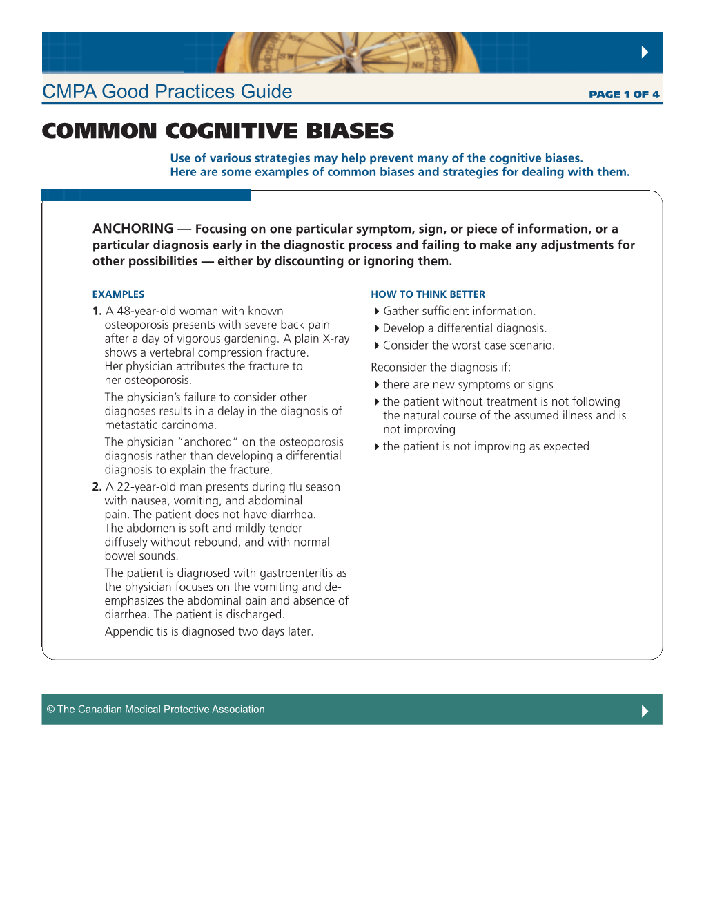 Good Practices Guide Common Cognitive Biases