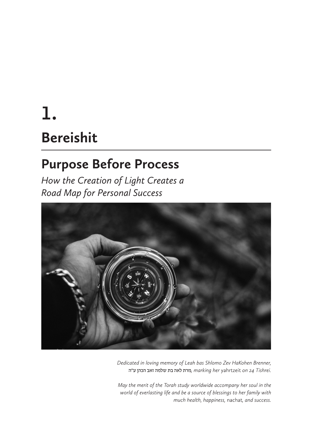 Bereishit Purpose Before Process How the Creation of Light Creates a Road Map for Personal Success