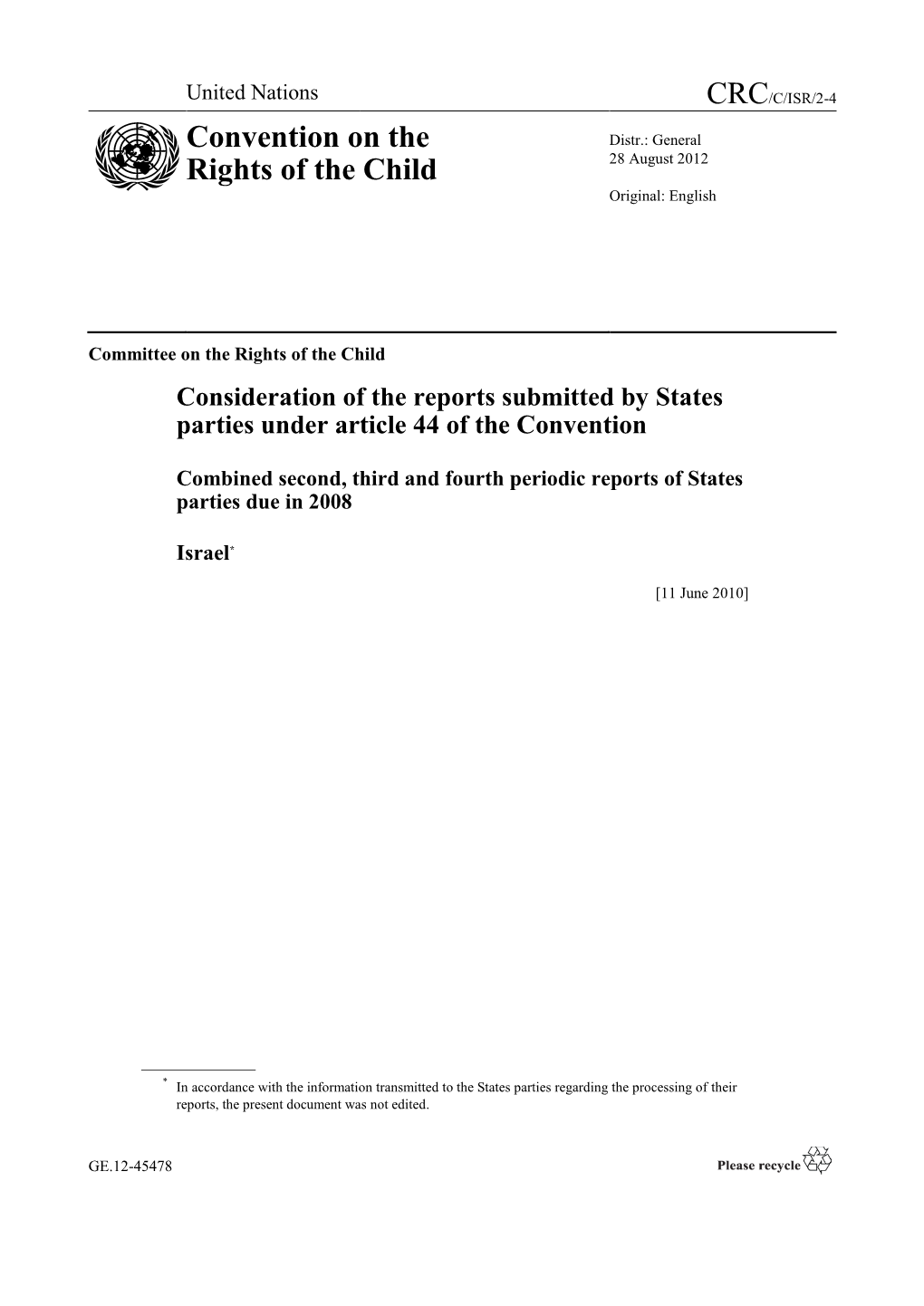 Home Placement of Children, Children and Their Family, Education, Children in Criminal Proceedings, and a General Report