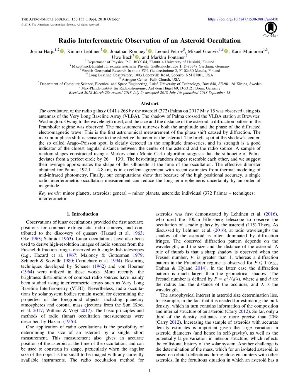 Radio Interferometric Observation of an Asteroid Occultation