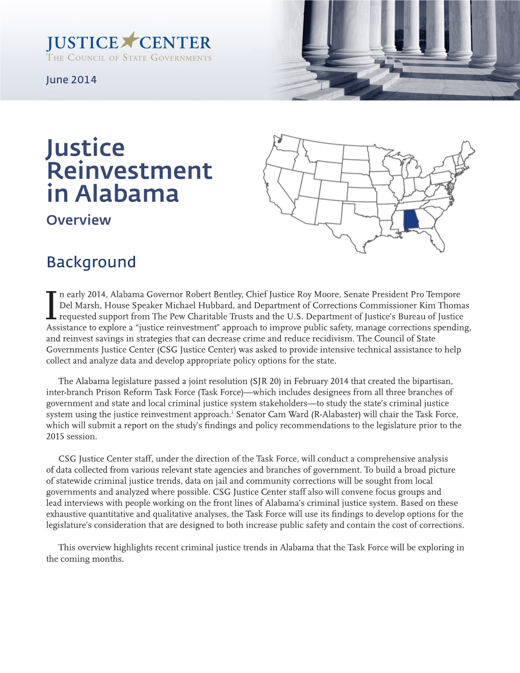 Justice Reinvestment in Alabama Overview