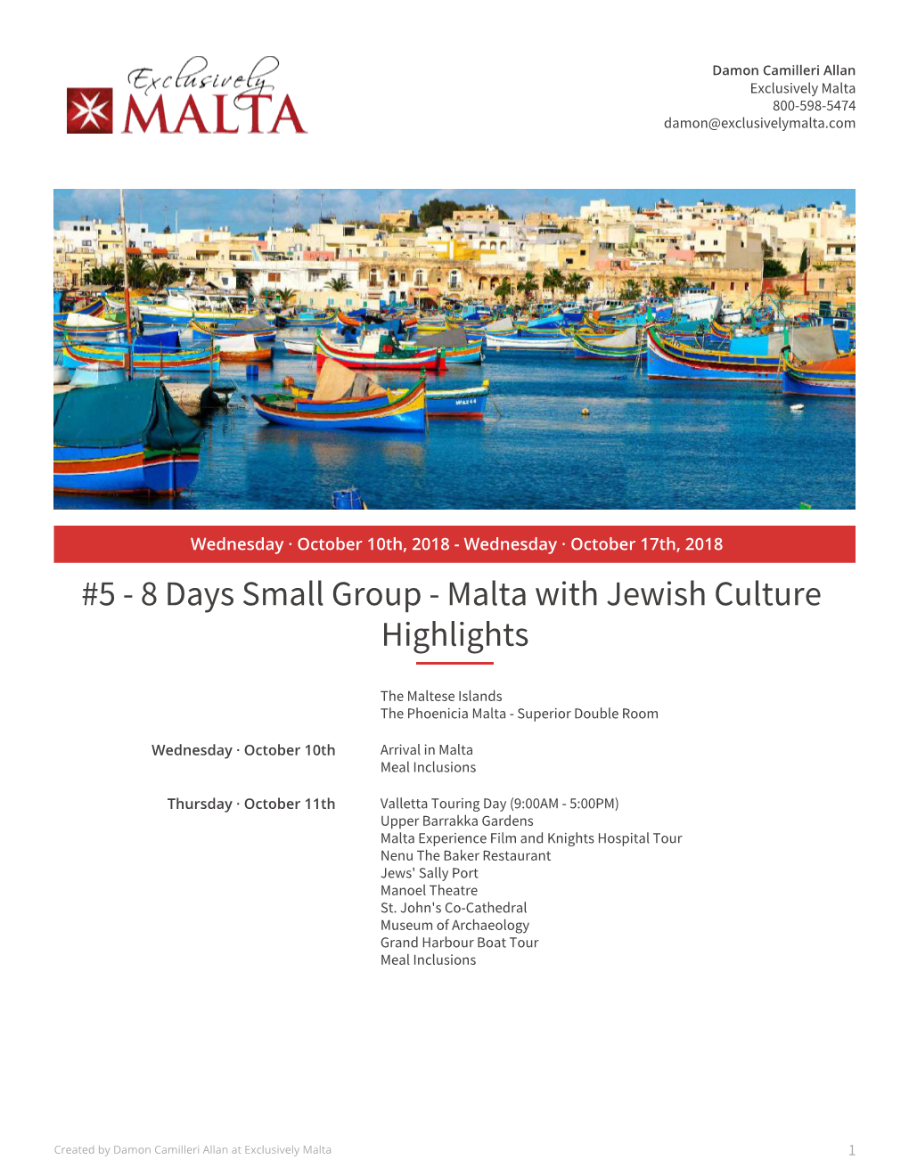 8 Days Small Group - Malta with Jewish Culture Highlights