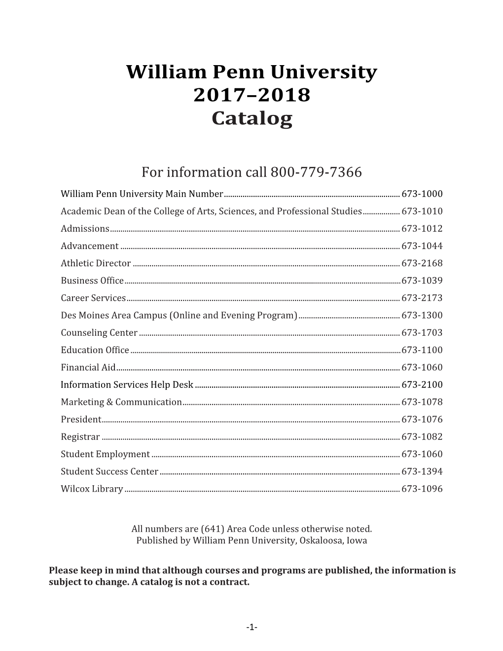 2017–2018 Academic Catalog