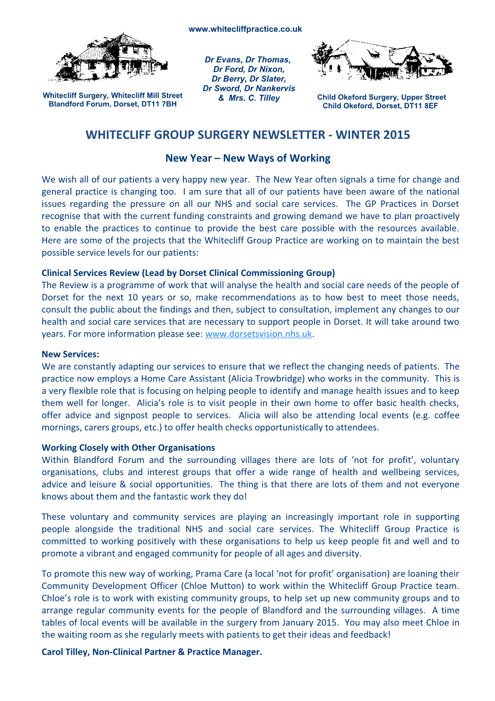 Whitecliff Group Surgery Staff Newsletter