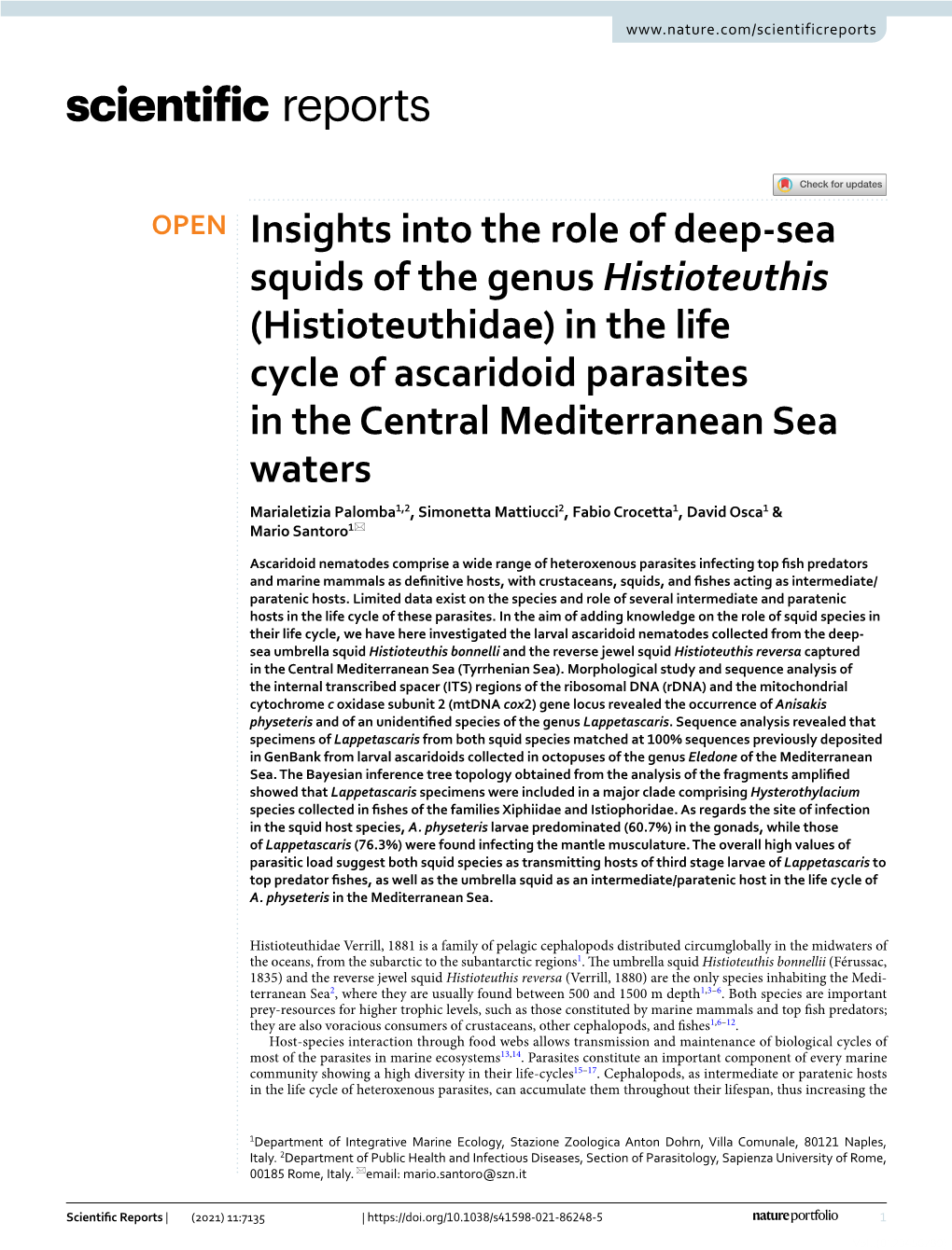 Insights Into the Role of Deep-Sea Squids of the Genus Histioteuthis