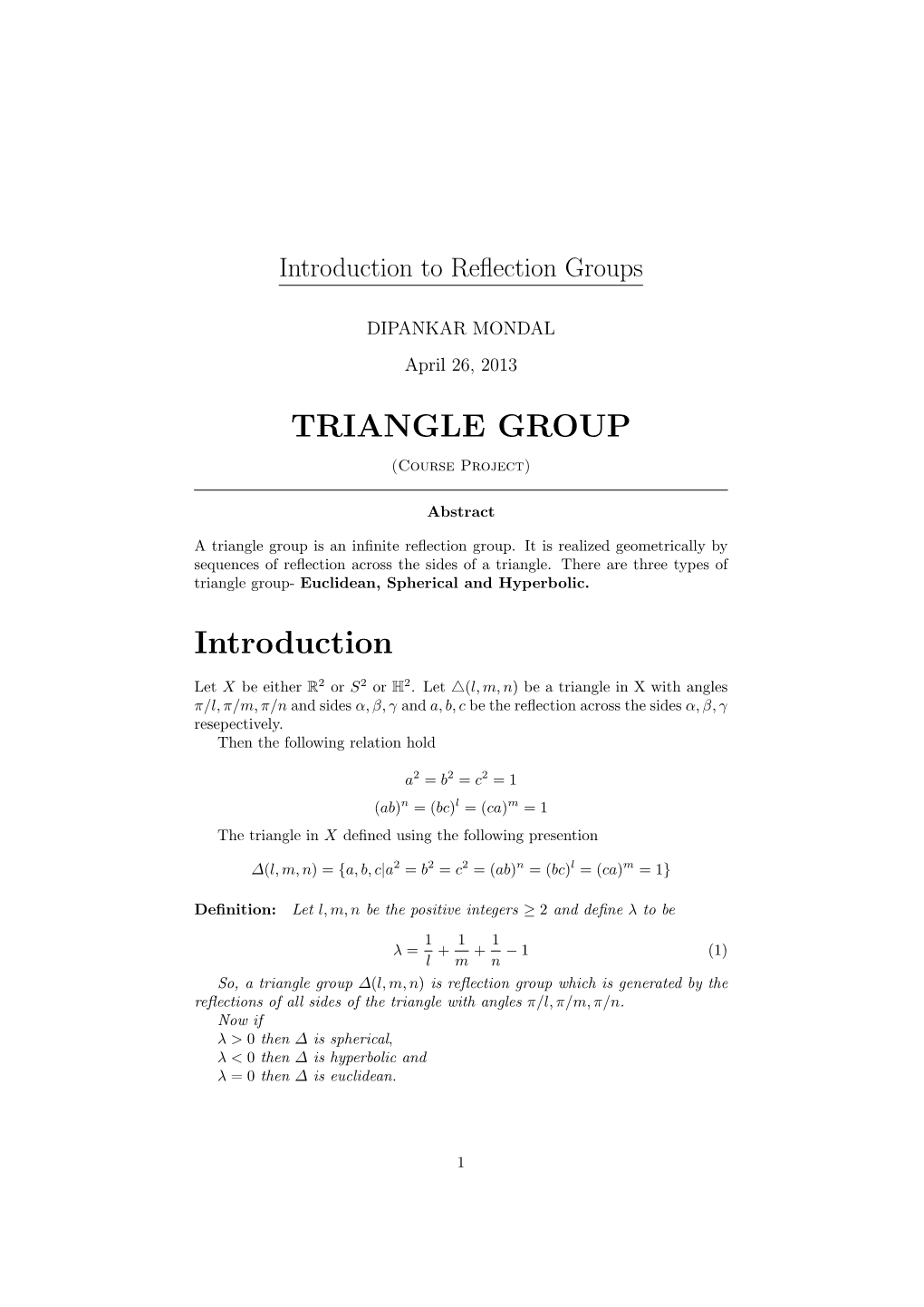 TRIANGLE GROUP Introduction