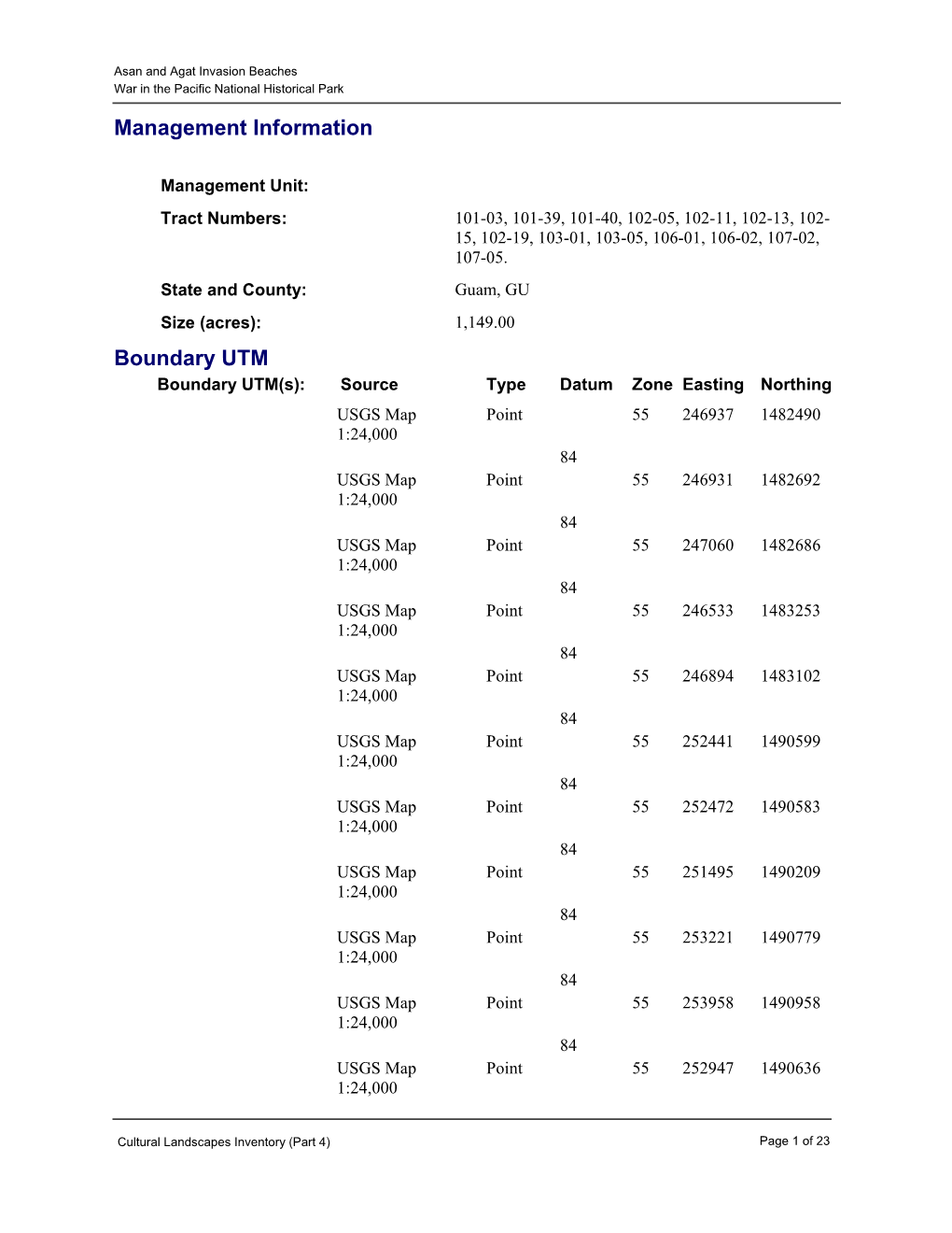 Park Report Part 1